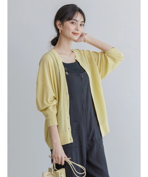 AMERICAN HOLIC（アメリカンホリック）の「UVカット　鹿の子Vネックカーディガン（カーディガン/ボレロ・レディース・ブラウン/ネイビー/ライトベージュ/ライトイエロー・M/L）」の8枚目の写真