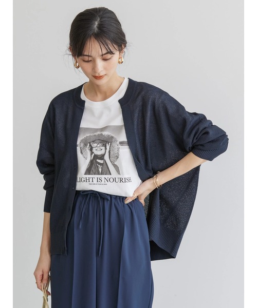 AMERICAN HOLIC（アメリカンホリック）の「UVカット　鹿の子Vネックカーディガン（カーディガン/ボレロ・レディース・ブラウン/ネイビー/ライトベージュ/ライトイエロー・M/L）」の9枚目の写真