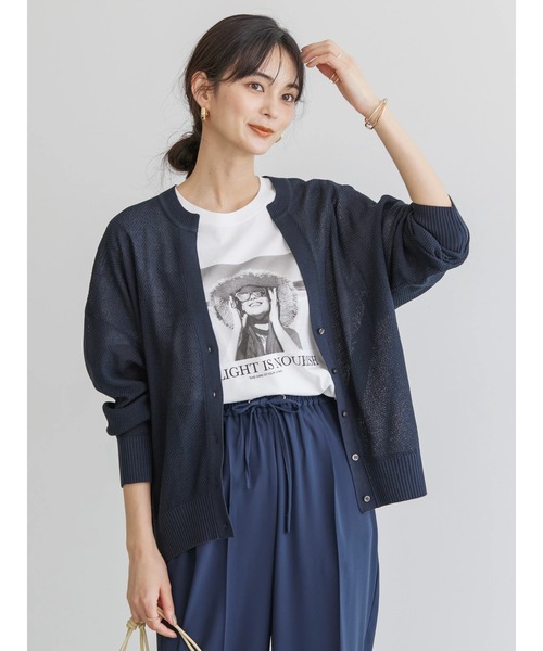 AMERICAN HOLIC（アメリカンホリック）の「UVカット　鹿の子Vネックカーディガン（カーディガン/ボレロ・レディース・ブラウン/ネイビー/ライトベージュ/ライトイエロー・M/L）」の14枚目の写真