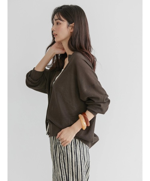 AMERICAN HOLIC（アメリカンホリック）の「UVカット　鹿の子Vネックカーディガン（カーディガン/ボレロ・レディース・ブラウン/ネイビー/ライトベージュ/ライトイエロー・M/L）」の18枚目の写真