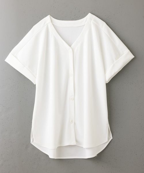 7days Life Styling(セブンデイズライフスタイリング)の「【ひんやり接触冷感】Vネックカットソートップス(Tシャツ/カットソー・レディース・ブラック/ライトグレー/オフホワイト/ネイビー・L/S/M/LL)」の14枚目の写真