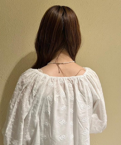 flower（フラワー）の「エンブロイダリーパフトップ（シャツ/ブラウス・レディース・ホワイト/オレンジ・FREE）」の19枚目の写真