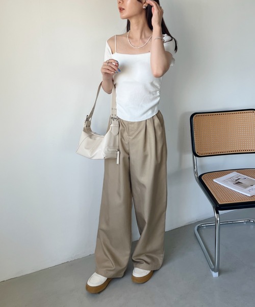 CLEA(クレア)の「キャミデザイン半袖トップス(Tシャツ/カットソー・レディース・ブラック/アイボリー/ホワイト・FREE)」の12枚目の写真