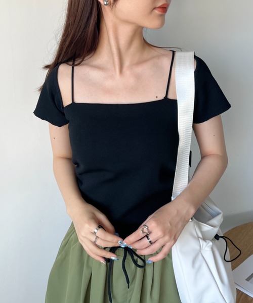 CLEA(クレア)の「キャミデザイン半袖トップス(Tシャツ/カットソー・レディース・ブラック/アイボリー/ホワイト・FREE)」の21枚目の写真