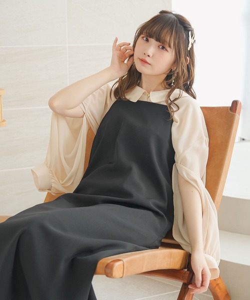 moulis'（ムーリス）の「スリットスリーブオーバーシアーシャツ（シャツ/ブラウス・レディース・ベージュ/ブラック/ベビーピンク/ブルー・MEDIUM/LARGE）」の3枚目の写真