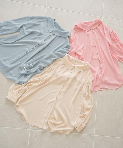 moulis'（ムーリス）の「スリットスリーブオーバーシアーシャツ（シャツ/ブラウス・レディース・ベージュ/ブラック/ベビーピンク/ブルー・MEDIUM/LARGE）」の17枚目の写真