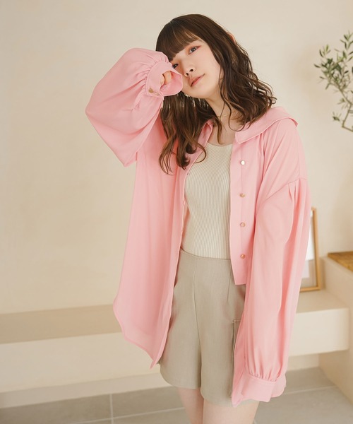 moulis'（ムーリス）の「スリットスリーブオーバーシアーシャツ（シャツ/ブラウス・レディース・ベージュ/ブラック/ベビーピンク/ブルー・MEDIUM/LARGE）」の22枚目の写真