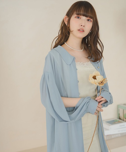 moulis'（ムーリス）の「スリットスリーブオーバーシアーシャツ（シャツ/ブラウス・レディース・ベージュ/ブラック/ベビーピンク/ブルー・MEDIUM/LARGE）」の19枚目の写真