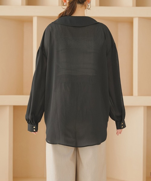 moulis'（ムーリス）の「スリットスリーブオーバーシアーシャツ（シャツ/ブラウス・レディース・ベージュ/ブラック/ベビーピンク/ブルー・MEDIUM/LARGE）」の20枚目の写真