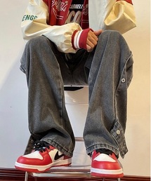 【OKUOKU　0909】サイドボタン　ワイド　パンツ　oku-bottom-692076838285-42　Y