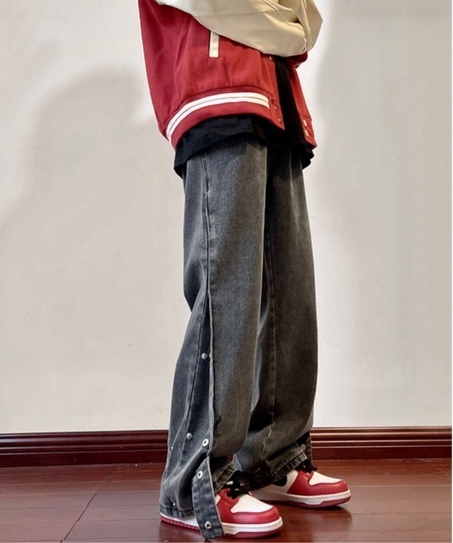 Burner（バーナー）の「【OKUOKU　0909】サイドボタン　ワイド　パンツ　oku-bottom-692076838285-42　Y（デニムパンツ・メンズ・グレー・M/L/S）」の3枚目の写真