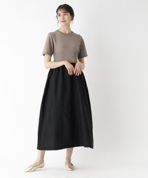 OPAQUE.CLIP | カラーブロッキングニットワンピース【洗濯機洗い可/イージーケア】(ワンピース)