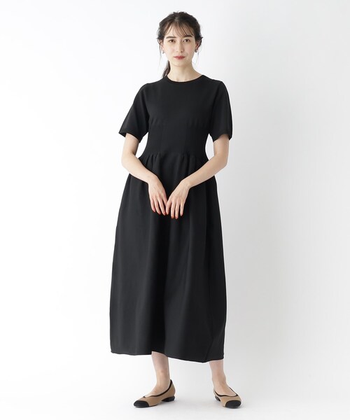 OPAQUE.CLIP（オペークドットクリップ）の「◆カラーブロッキングニットワンピース【洗濯機洗い可/イージーケア】（ワンピース・レディース・ブラック/ベージュ系その他2/グリーン系その他5/チャコール・36/38）」の5枚目の写真