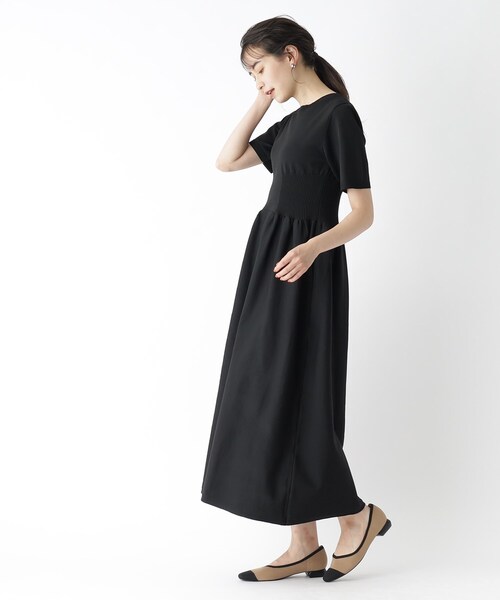 OPAQUE.CLIP（オペークドットクリップ）の「◆カラーブロッキングニットワンピース【洗濯機洗い可/イージーケア】（ワンピース・レディース・ブラック/ベージュ系その他2/グリーン系その他5/チャコール・36/38）」の17枚目の写真