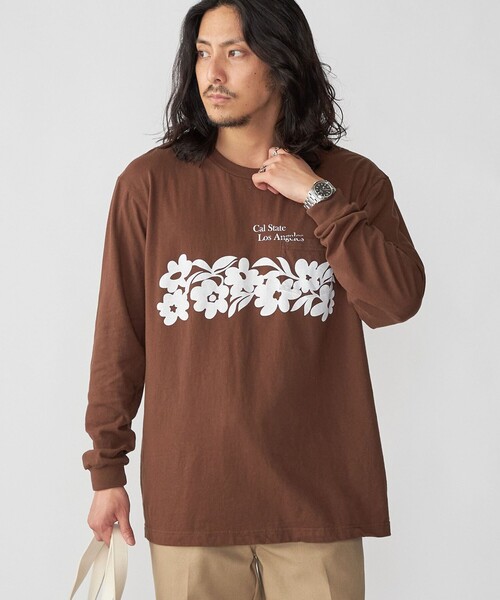 THE DAY ON THE BEACH(ザデイオンザビーチ)の「*【SHIPS別注】THE DAY ON THE BEACH: プリント ロングスリーブ Tシャツ(Tシャツ/カットソー・メンズ・ホワイト/ブラウン/ロイヤルブルー・LARGE/X-LARGE/MEDIUM)」の1枚目の写真