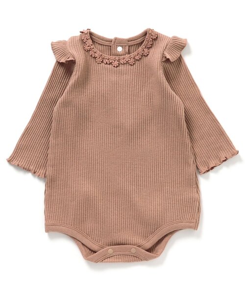 apres les cours(アプレレクール)の「リブお花モチーフボディースーツ(肌着・キッズ・ベージュ/アイボリー・70/80)」の6枚目の写真
