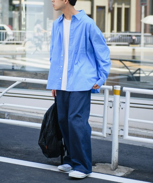 CIAOPANIC TYPY（チャオパニックティピー）の「【ユニセックス】アソートストライプストレッチオーバーシャツ（シャツ/ブラウス・メンズ・ネイビー/ホワイト/ブルー/ブラック・LARGE/MEDIUM）」の5枚目の写真