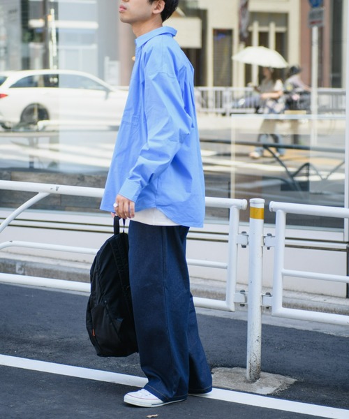 CIAOPANIC TYPY（チャオパニックティピー）の「【ユニセックス】アソートストライプストレッチオーバーシャツ（シャツ/ブラウス・メンズ・ネイビー/ホワイト/ブルー/ブラック・LARGE/MEDIUM）」の6枚目の写真