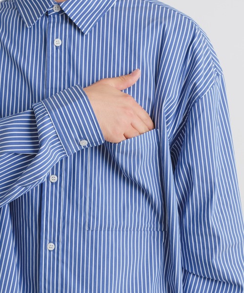 CIAOPANIC TYPY（チャオパニックティピー）の「【ユニセックス】アソートストライプストレッチオーバーシャツ（シャツ/ブラウス・メンズ・ネイビー/ホワイト/ブルー/ブラック・LARGE/MEDIUM）」の14枚目の写真