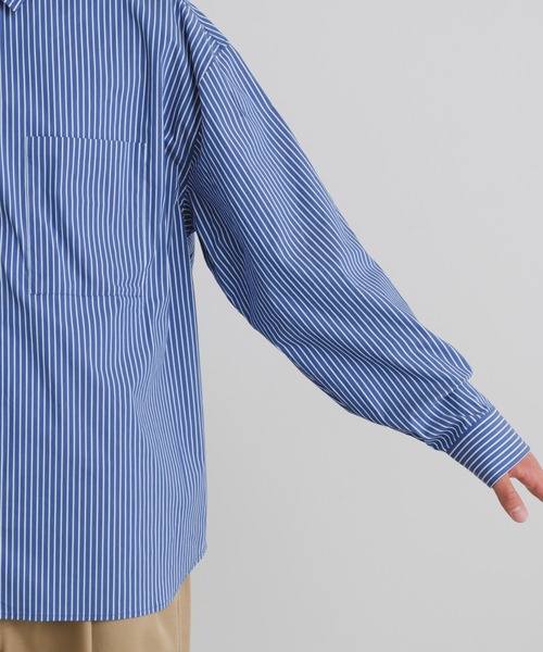 CIAOPANIC TYPY（チャオパニックティピー）の「【ユニセックス】アソートストライプストレッチオーバーシャツ（シャツ/ブラウス・メンズ・ネイビー/ホワイト/ブルー/ブラック・LARGE/MEDIUM）」の17枚目の写真