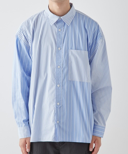 CIAOPANIC TYPY（チャオパニックティピー）の「【ユニセックス】アソートストライプストレッチオーバーシャツ（シャツ/ブラウス・メンズ・ネイビー/ホワイト/ブルー/ブラック・LARGE/MEDIUM）」の20枚目の写真