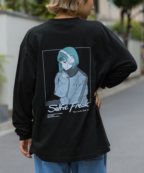 NAVAL(ナバル)の「【SELFIE GIRL】イラストバックプリントビックシルエットロンT(Tシャツ/カットソー・メンズ・その他1/ホワイト/ブラック/その他2・LARGE/MEDIUM)」の3枚目の写真