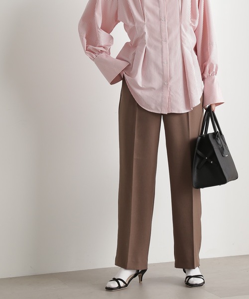 N.(N. Natural Beauty Basic)(エヌエヌナチュラルビューティーベーシック)の「【S Size Line】◆センタープレスストレートパンツ(スラックス・レディース・イエロー/ブラウン/ブラック・SMALL/MEDIUM)」の2枚目の写真