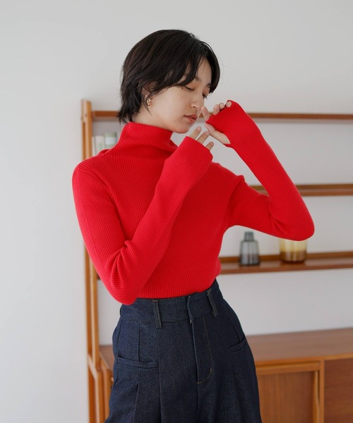 LIAN（リアン）の「リブタートルサムホールニットトップス（ニット