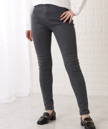 裏起毛ハイウエストストレッチスキニーデニムパンツ