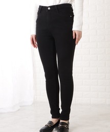 裏起毛ハイウエストストレッチスキニーデニムパンツ