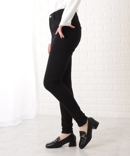 Lace Ladies（レースレディース）の「裏起毛ハイウエストストレッチスキニーデニムパンツ（デニムパンツ・レディース・ブラック/ダークグレー・27/31/29/25）」の4枚目の写真