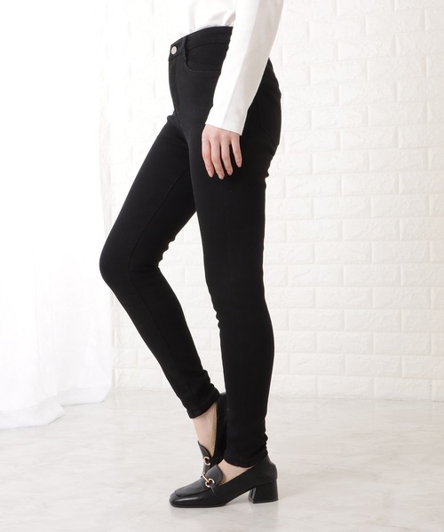 Lace Ladies（レースレディース）の「裏起毛ハイウエストストレッチスキニーデニムパンツ（デニムパンツ・レディース・ブラック/ダークグレー・27/31/29/25）」の5枚目の写真
