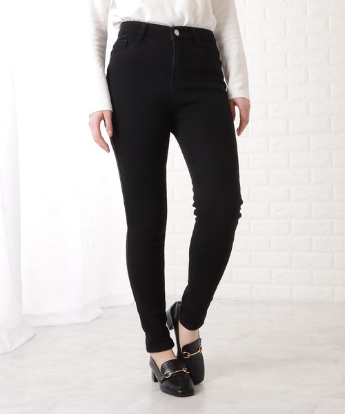 Lace Ladies（レースレディース）の「裏起毛ハイウエストストレッチスキニーデニムパンツ（デニムパンツ・レディース・ブラック/ダークグレー・27/31/29/25）」の6枚目の写真