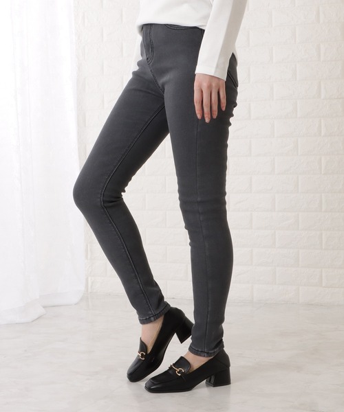 Lace Ladies（レースレディース）の「裏起毛ハイウエストストレッチスキニーデニムパンツ（デニムパンツ・レディース・ブラック/ダークグレー・27/31/29/25）」の11枚目の写真
