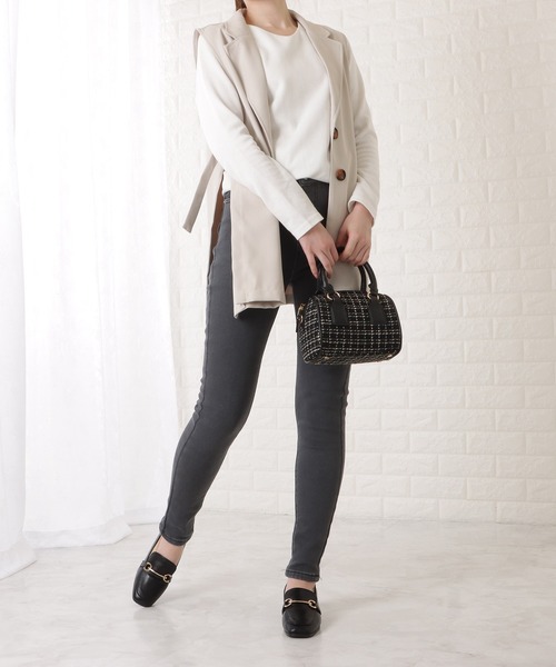 Lace Ladies（レースレディース）の「裏起毛ハイウエストストレッチスキニーデニムパンツ（デニムパンツ・レディース・ブラック/ダークグレー・27/31/29/25）」の16枚目の写真