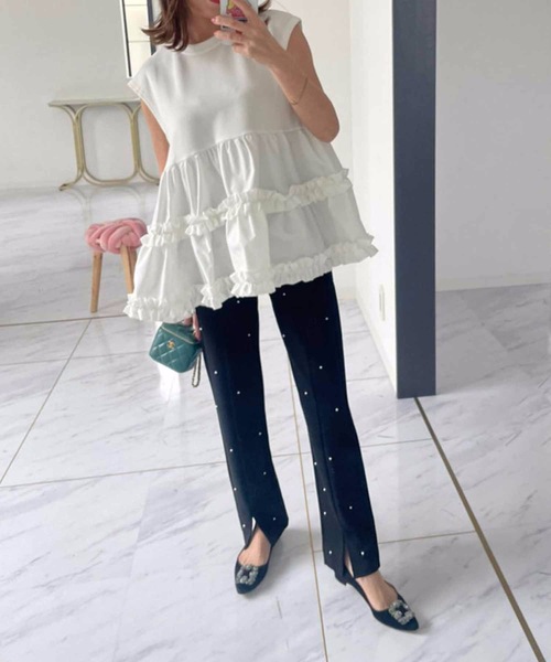 M y u（ミュー）の「美脚 パールストレッチレギンスパンツ（その他パンツ・レディース・ブラック/ブラック系2・SMALL/ML/L/S）」の4枚目の写真