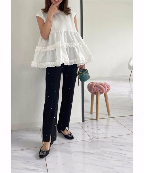 M y u（ミュー）の「美脚 パールストレッチレギンスパンツ（その他パンツ・レディース・ブラック/ブラック系2・SMALL/ML/L/S）」の5枚目の写真