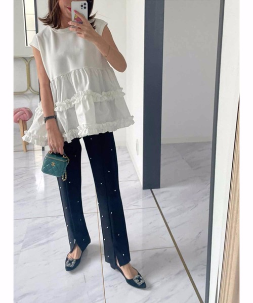 M y u（ミュー）の「美脚 パールストレッチレギンスパンツ（その他パンツ・レディース・ブラック/ブラック系2・SMALL/ML/L/S）」の6枚目の写真