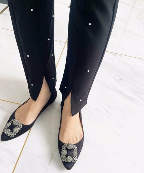 M y u（ミュー）の「美脚 パールストレッチレギンスパンツ（その他パンツ・レディース・ブラック/ブラック系2・SMALL/ML/L/S）」の7枚目の写真