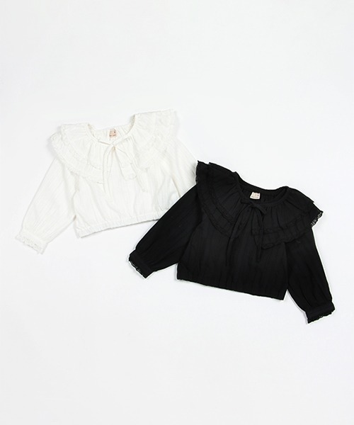 petit main（プティマイン）の「【リンク】付け襟ブラウス★（シャツ/ブラウス・キッズ・オフホワイト/ブラック・120cm/90cm/130cm/100cm/110cm/80ｃｍ）」の10枚目の写真