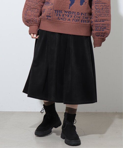 DOUBLE NAME（ダブルネーム）の「ベロア微配色ステッチフレアスカート（スカート・レディース・キナリ/ブラウン/ブラック・FREE）」の10枚目の写真