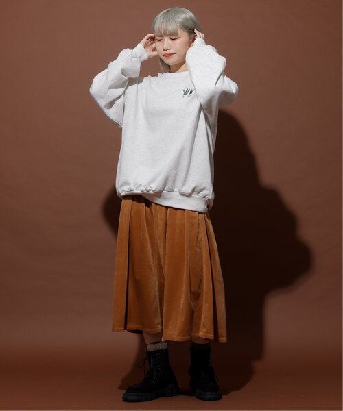 DOUBLE NAME（ダブルネーム）の「ベロア微配色ステッチフレアスカート（スカート・レディース・キナリ/ブラウン/ブラック・FREE）」の12枚目の写真