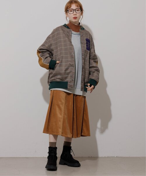 DOUBLE NAME（ダブルネーム）の「ベロア微配色ステッチフレアスカート（スカート・レディース・キナリ/ブラウン/ブラック・FREE）」の15枚目の写真