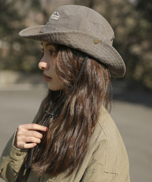 STYLEBLOCK（スタイルブロック）の「フロント刺繍サファリハット（ハット・レディース・ブラック/カーキ/グリーン系その他/ベージュ/ネイビー/ブラウン系その他/グレー・FREE）」の4枚目の写真