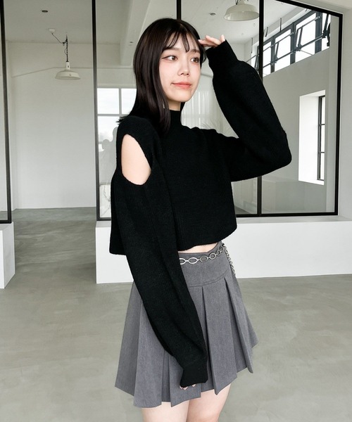 Heather(ヘザー)の「ショルダースリットニット 980672(ニット/セーター・レディース・チャコールグレー/ブラック/アイボリー・FREE)」の9枚目の写真