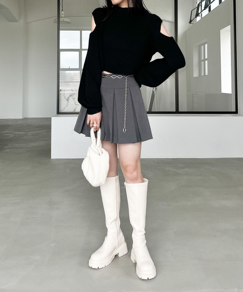 Heather(ヘザー)の「ショルダースリットニット 980672(ニット/セーター・レディース・チャコールグレー/ブラック/アイボリー・FREE)」の10枚目の写真