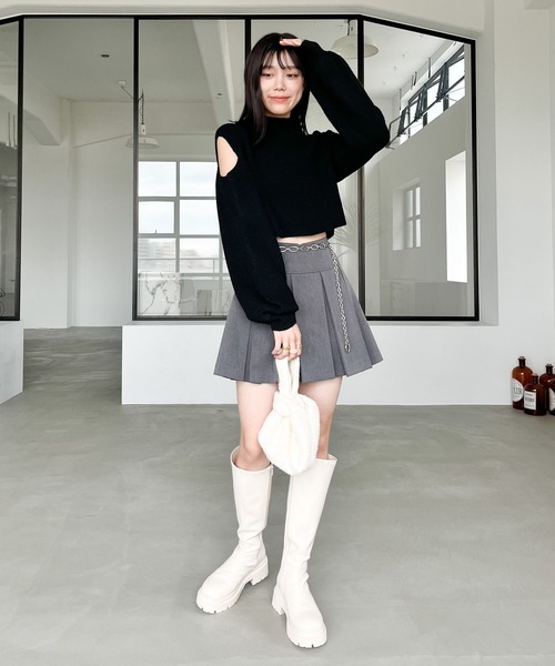 Heather(ヘザー)の「ショルダースリットニット 980672(ニット/セーター・レディース・チャコールグレー/ブラック/アイボリー・FREE)」の12枚目の写真