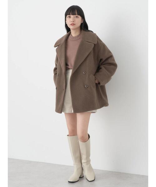 earth music&ecology（アースミュージックアンドエコロジー）の「BIGカラーコクーンコート（その他アウター・レディース・ベージュ/モカ/ミント・M/L）」の5枚目の写真