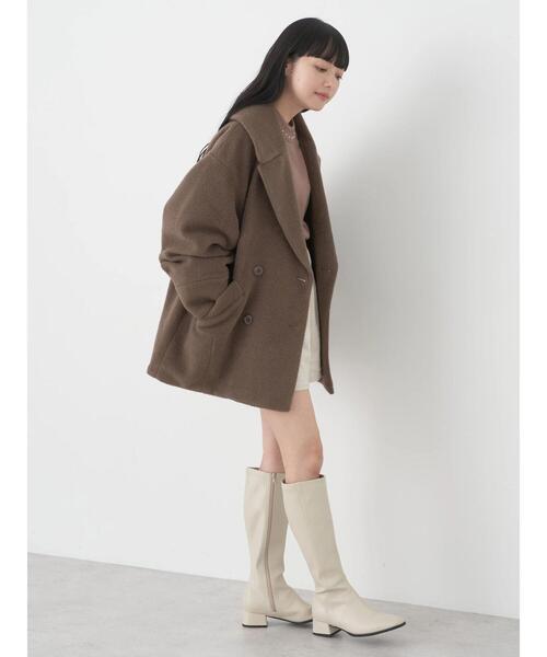 earth music&ecology（アースミュージックアンドエコロジー）の「BIGカラーコクーンコート（その他アウター・レディース・ベージュ/モカ/ミント・M/L）」の6枚目の写真