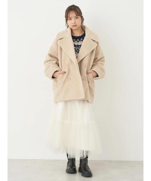 earth music&ecology（アースミュージックアンドエコロジー）の「BIGカラーコクーンコート（その他アウター・レディース・ベージュ/モカ/ミント・M/L）」の9枚目の写真